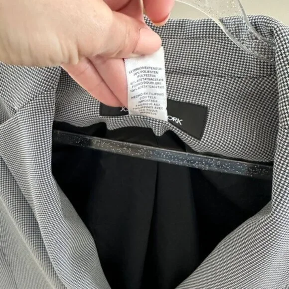 Vintage Jones New York Houndstooth Blazer Size 6 Black White Classic Tailored - Picture 3 of 8